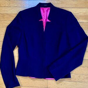 TAHARI Styled Navy Blazer With Pink Lining | Blue | Small